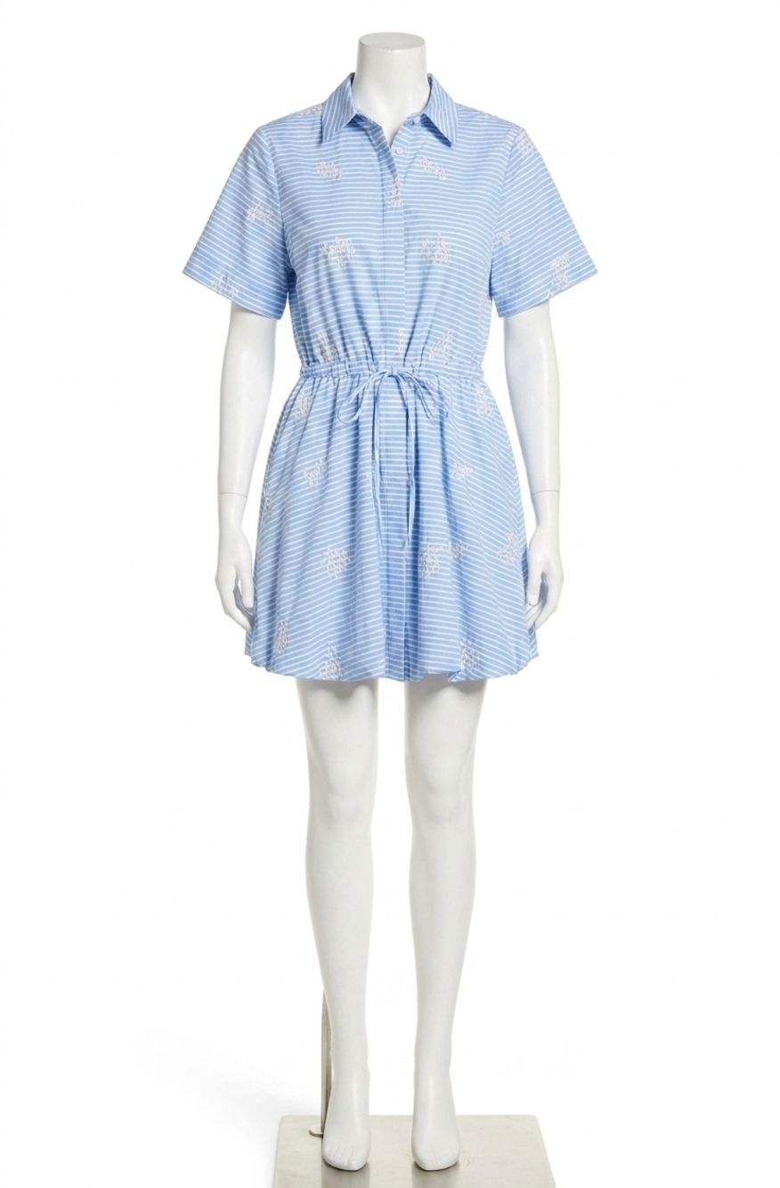 NEW MILLY willa beaded mini dress in blue/white